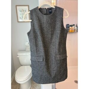 Gap Womens Gray Herringbone Wool Blend Sleeveless Shift Mini Dress 518080-00-1 S